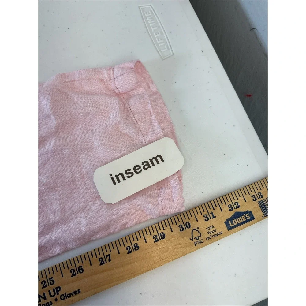 Porter & Ash Mens Linen Pant Chino Pink Drawstring Button W32 Casual Travel Rare